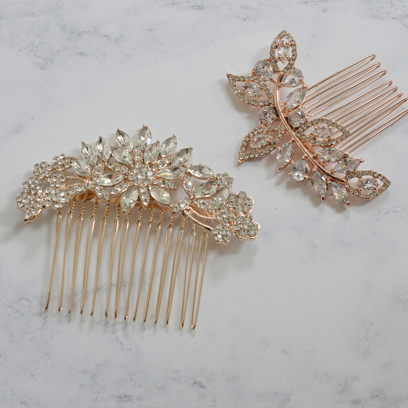 Fallon crystal rose gold hair comb - Liberty in Love