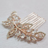 Arden crystal embellished leaves rose gold hair comb - Liberty in Love