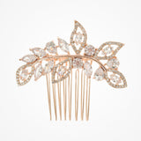Arden crystal embellished leaves rose gold hair comb - Liberty in Love