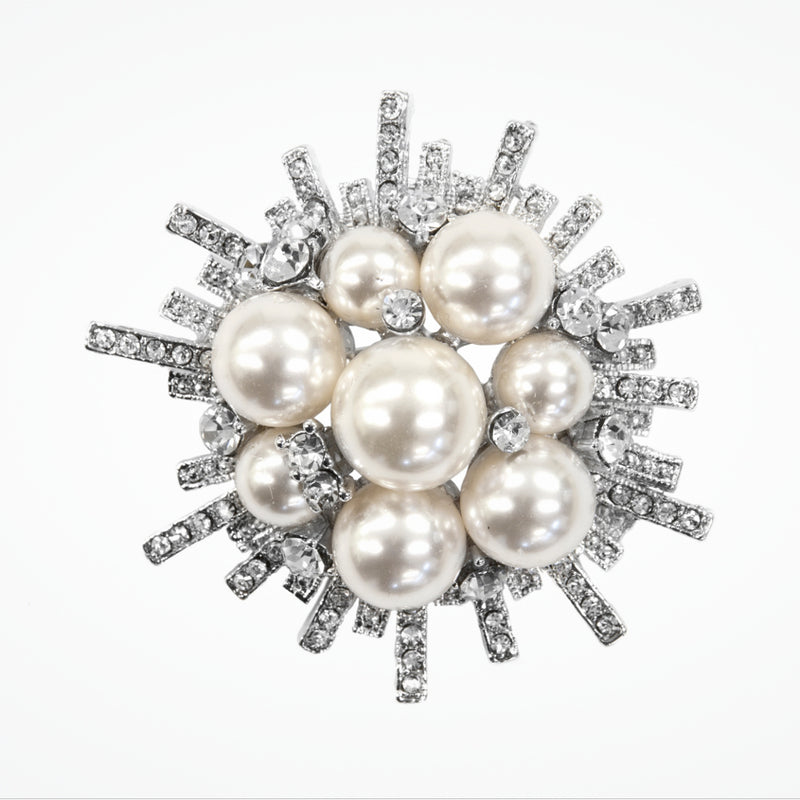 Art deco inspired swarovski crystal and pearl brooch - Liberty in Love