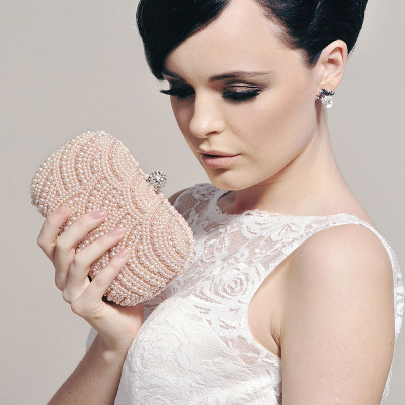 Art Deco patterned blush pearl clutch - Liberty in Love