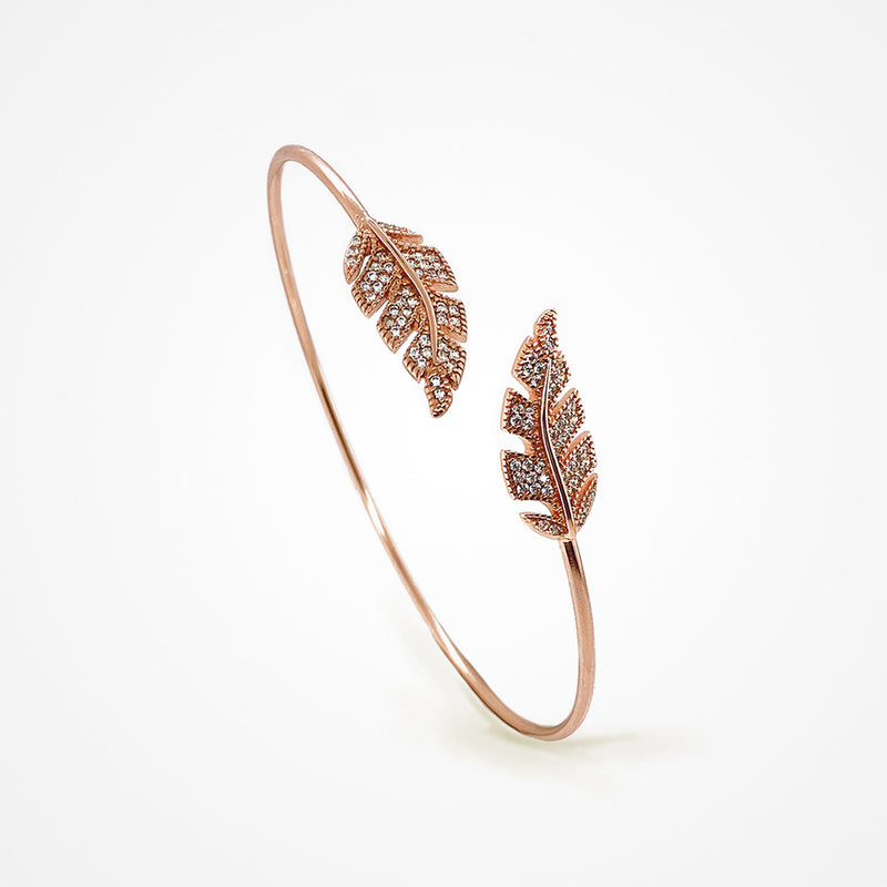 Aster pave zirconia crystal leaf design bangle - Liberty in Love