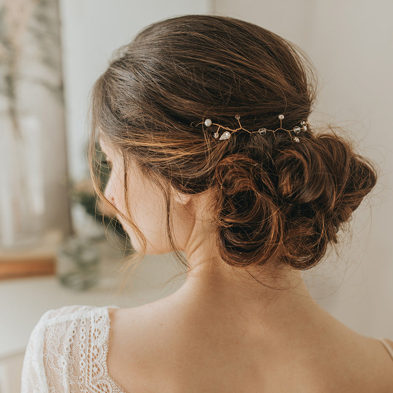 Athena crystal and pearl gold hair vine - Liberty in Love