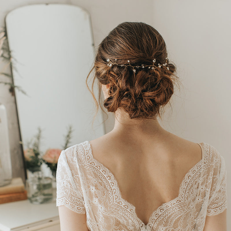 Athena crystal and pearl gold hair vine - Liberty in Love