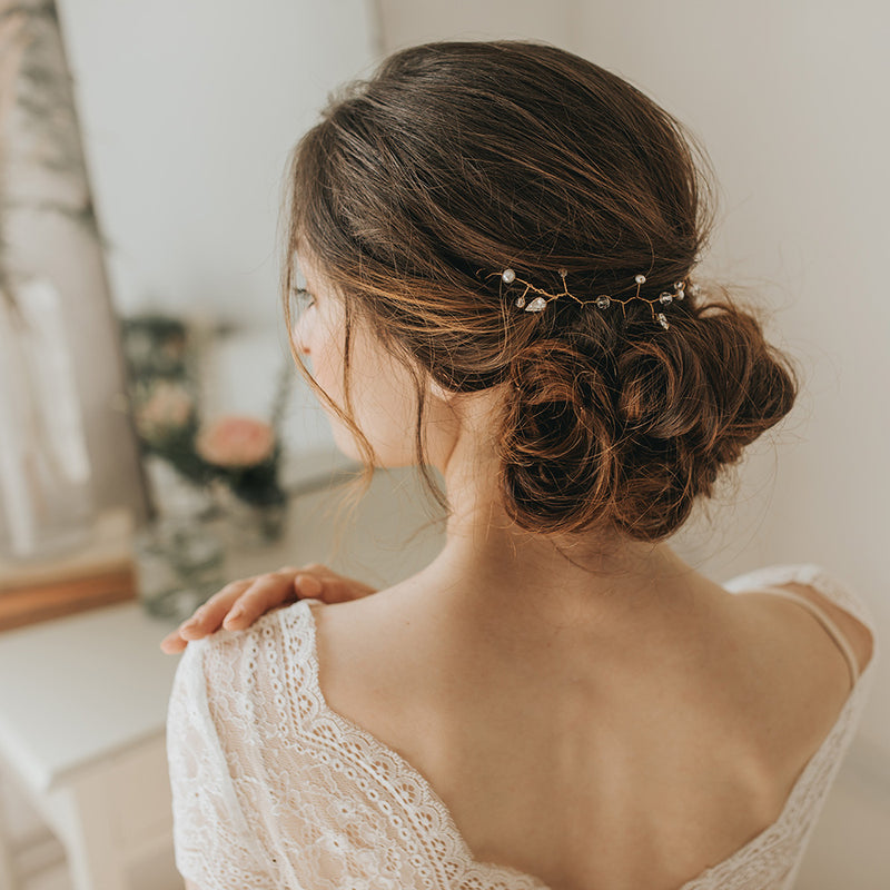 Athena crystal and pearl gold hair vine - Liberty in Love