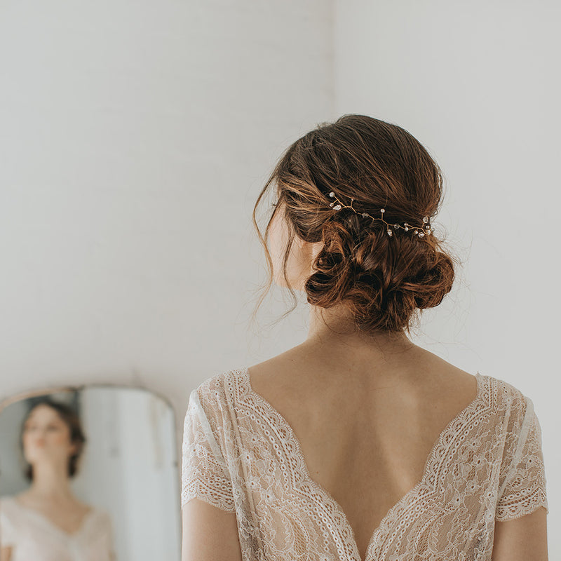 Athena crystal and pearl gold hair vine - Liberty in Love