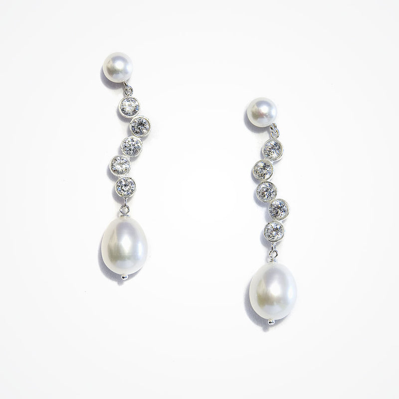 Aura pearl and CZ drop earrings - Liberty in Love