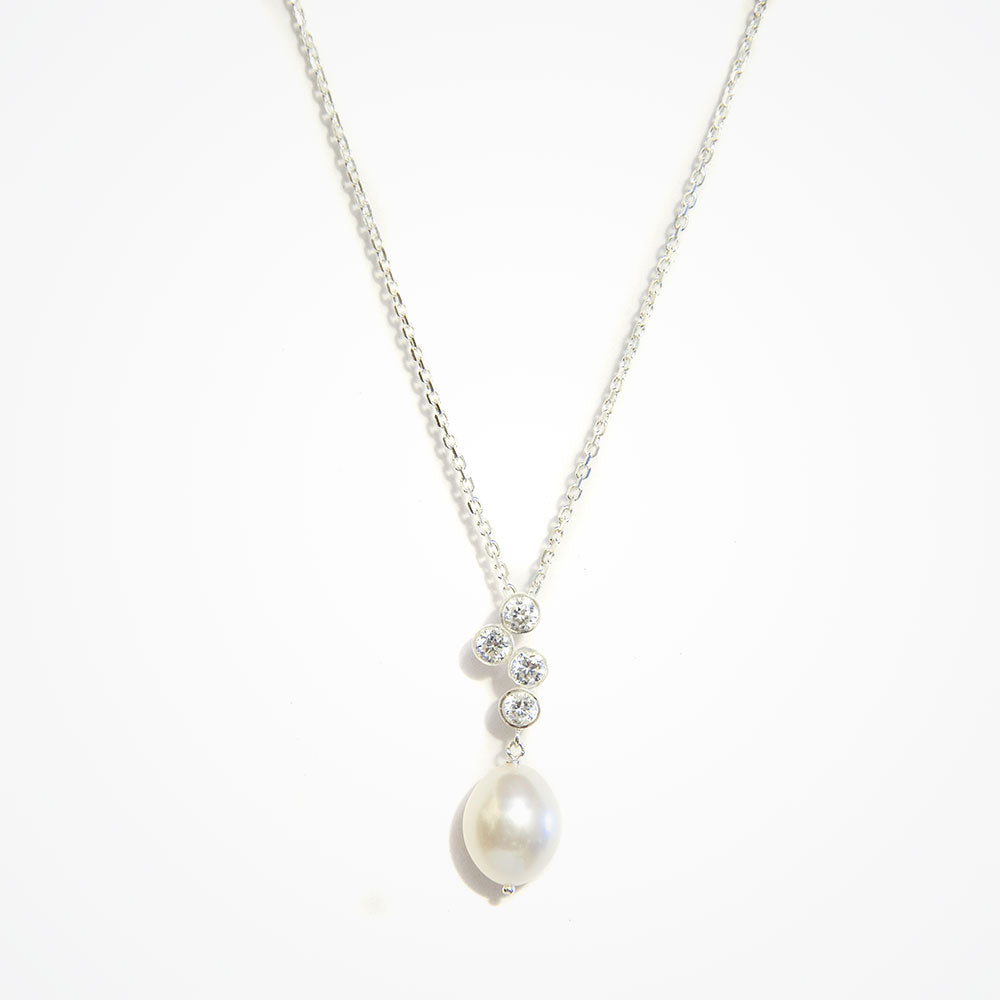Aura pearl and CZ pendant