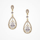 Austen vintage inspired CZ teardrop earrings (gold) - Liberty in Love