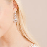 Austen vintage inspired CZ teardrop earrings (silver) - Liberty in Love
