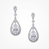 Austen vintage inspired CZ teardrop earrings (silver) - Liberty in Love