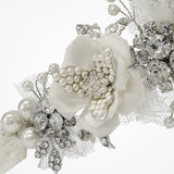 Autumn floral crystal, pearl and tulle bridal headband - Liberty in Love