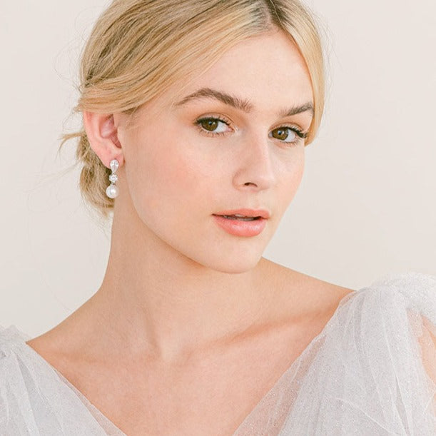 Avery crystal and pearl drop earrings - Liberty in Love