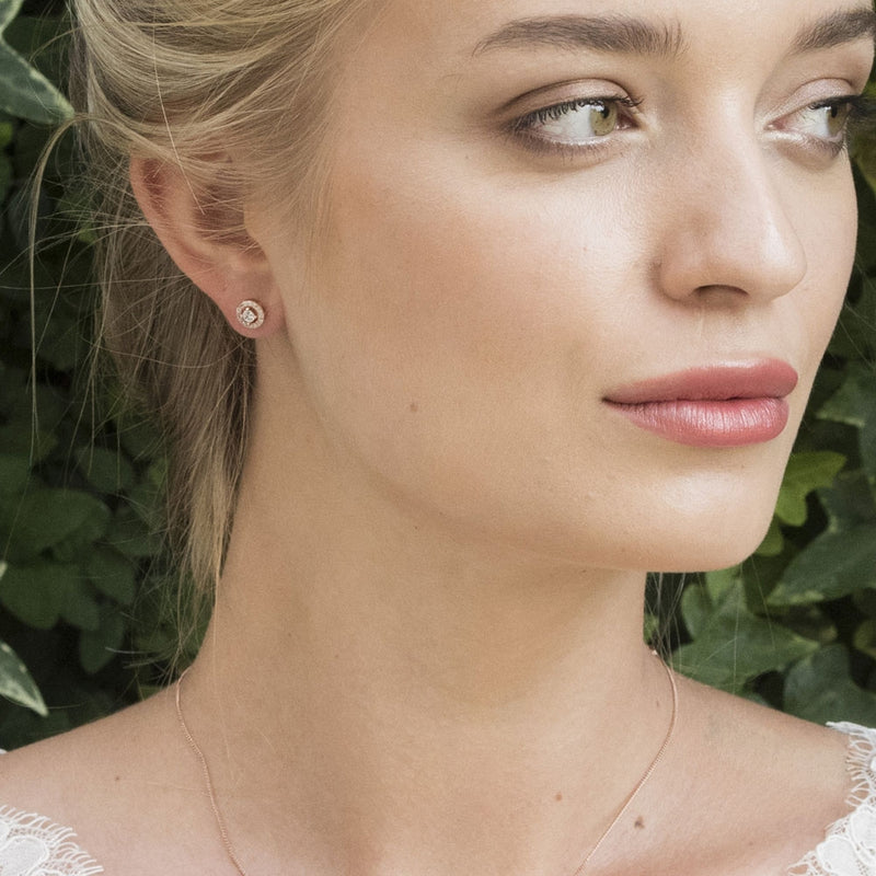 Balmoral rose gold bridal stud earrings - Liberty in Love