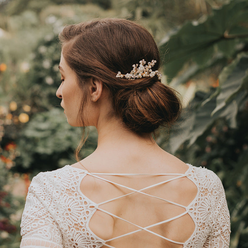 Beatrix blossom, pearl buds and sprigs hair comb - Liberty in Love