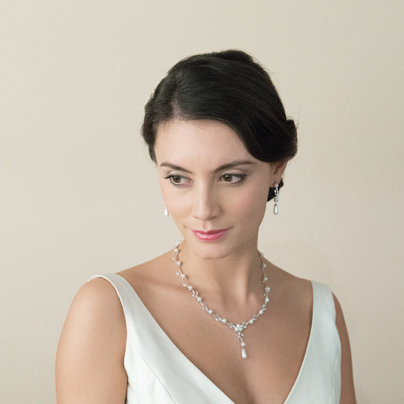 Belgravia pearl and cubic zirconia drop earrings - Liberty in Love