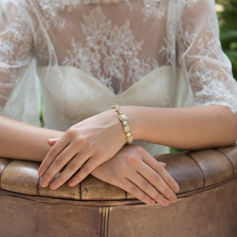 Belize gold square crystal bracelet - Liberty in Love
