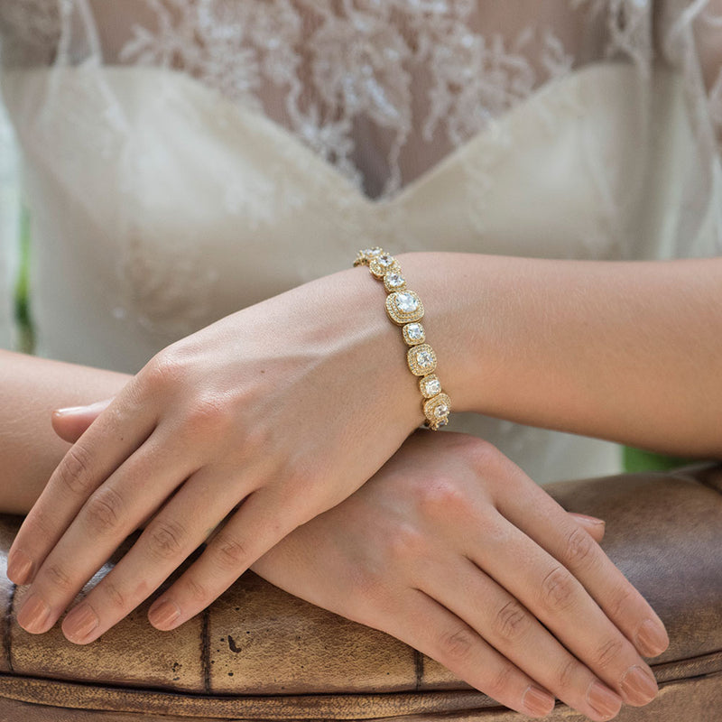 Belize gold square crystal bracelet - Liberty in Love