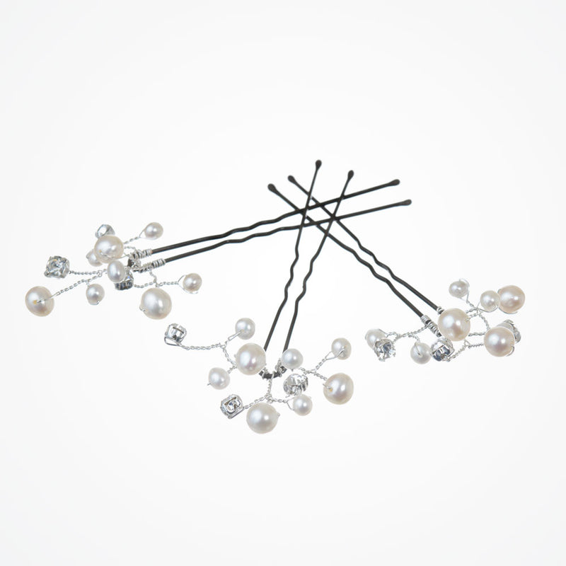 Belle pearl and crystal hair pins (set of 3) - Liberty in Love