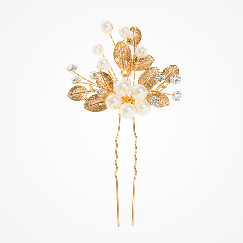 Bethany pearl blossom and leaves hair pin - Liberty in Love