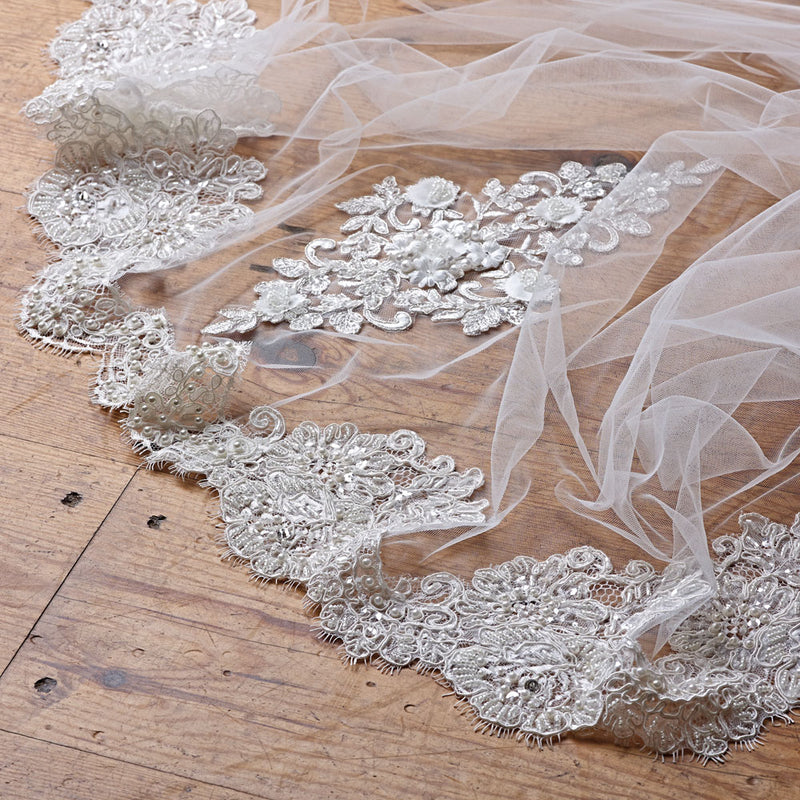 Beverley Hills floral lace edge tulle veil - Liberty in Love