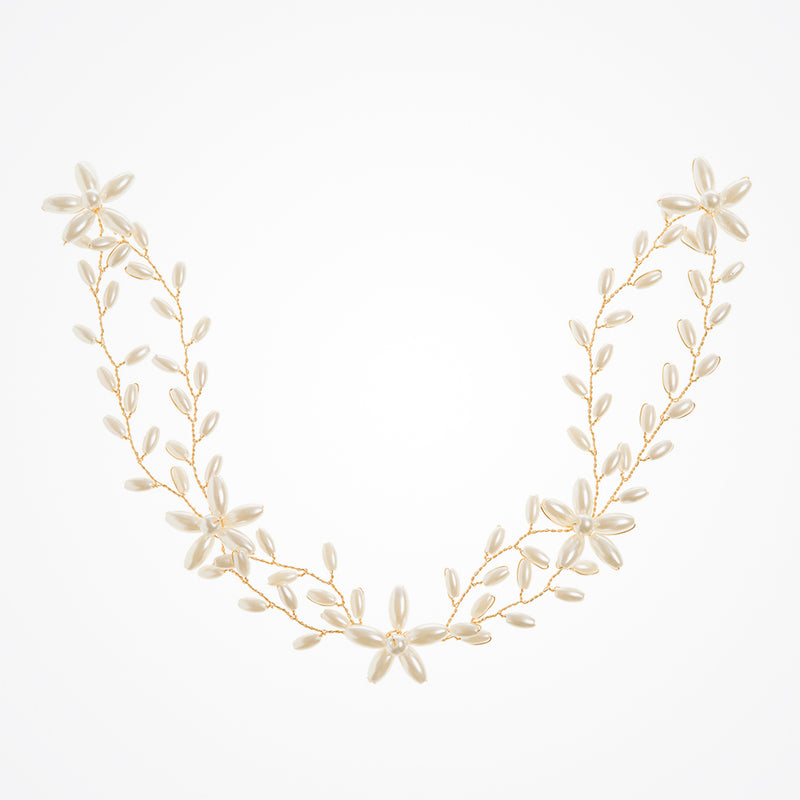 Biana pearl blossom hair vine (gold) - Liberty in Love