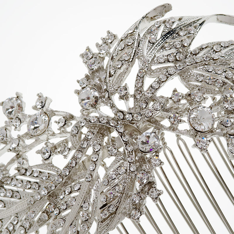 Bianca crystal embellished leaves hair comb - Liberty in Love