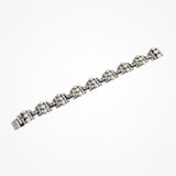 White pearl encrusted symmetrical deco buckle link bracelet (BL4001) - Liberty in Love