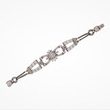 Crystal baguette geometric deco link and fine chain strap bracelet (BL4039) - Liberty in Love