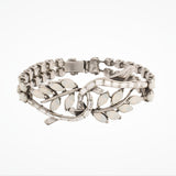White and opalised resin crystal leaf scroll splay raised pendant strap bracelet (BL4187) - Liberty in Love