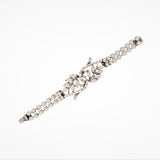 White and opalised resin crystal leaf scroll splay raised pendant strap bracelet (BL4187) - Liberty in Love