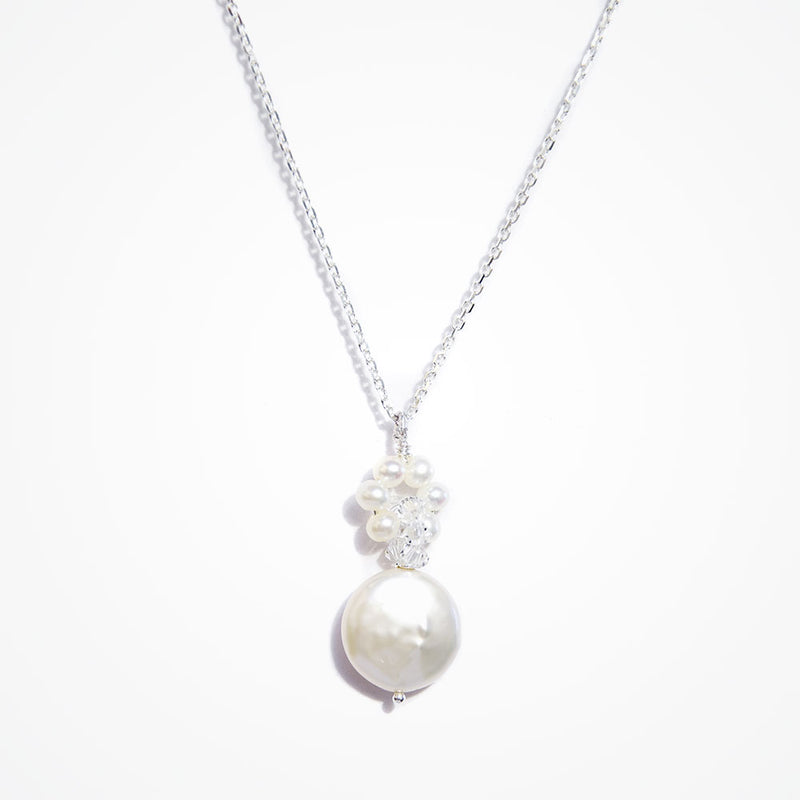 Bliss pearl and Swarovski loop pendant with coin pearl - Liberty in Love