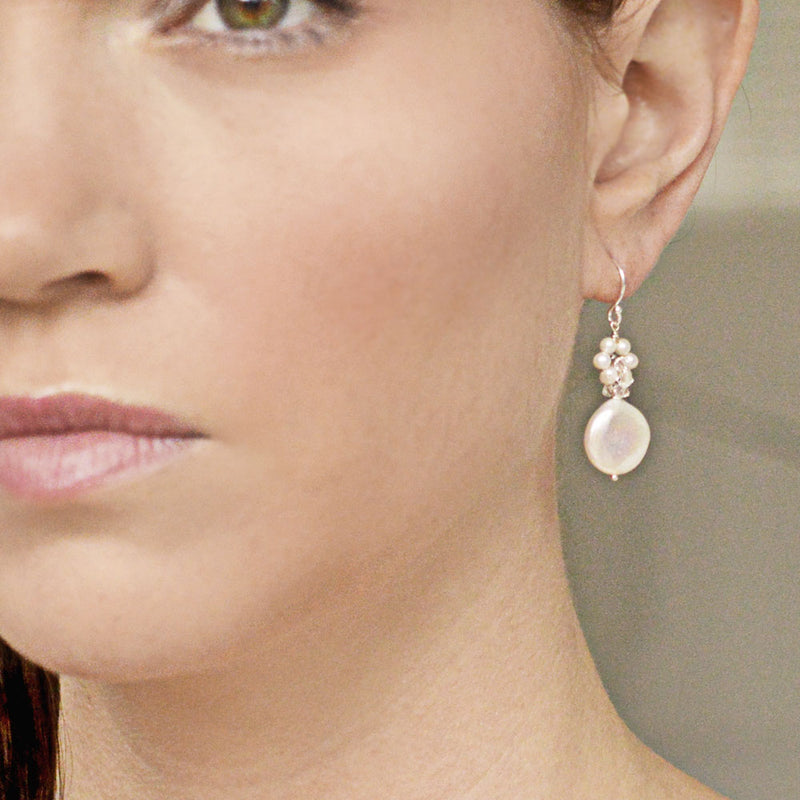 Bliss coin pearl droplet earrings - Liberty in Love