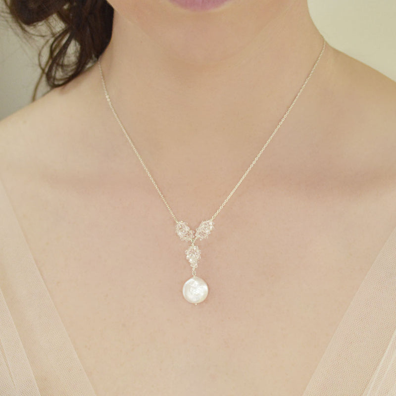 Bliss Swarovski loop pendant with coin pearl - Liberty in Love