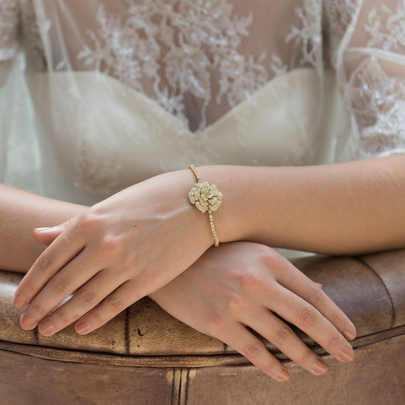 Blossom gold crystal embellished bracelet - Liberty in Love