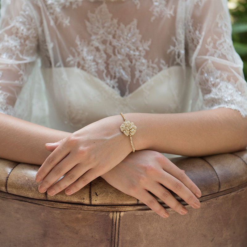 Blossom gold crystal embellished bracelet - Liberty in Love