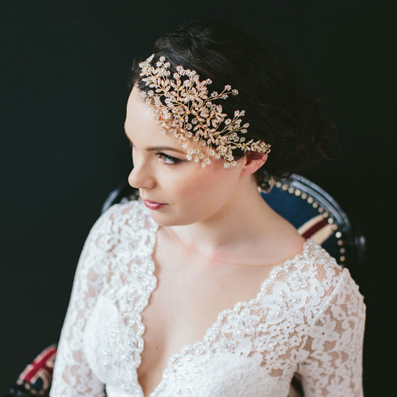 Blossom rose gold crystal beaded hair vine - Liberty in Love