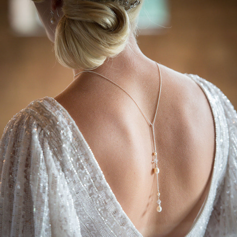 Bridal Backdrop Pearl Necklace – Bridal De Vine