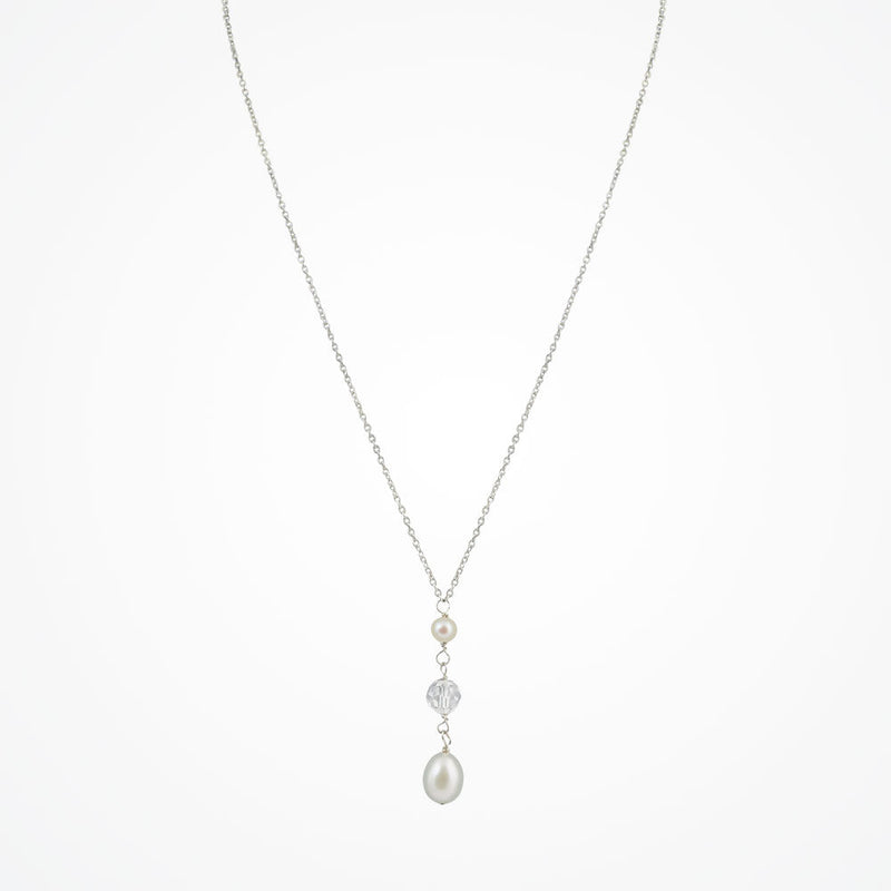 Blossom I pearl drop earrings and necklace set (silver) - Liberty in Love