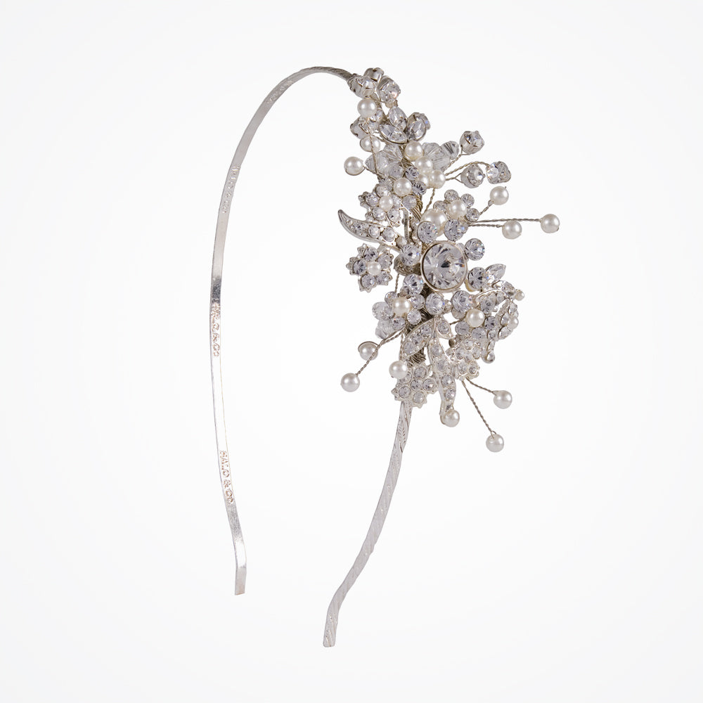 Bluebell crystal and pearl bridal headband