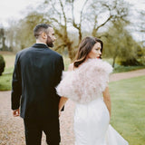 Blush pink feather bridal bolero XS - (size 6-8) - Liberty in Love