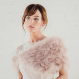 Blush pink feather bridal stole plus (size 16-24) - Liberty in Love