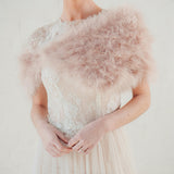 Blush pink feather bridal stole plus (size 16-24) - Liberty in Love
