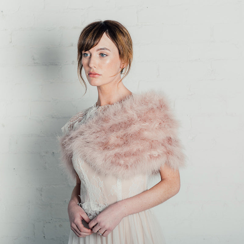 Blush pink feather bridal stole - Liberty in Love
