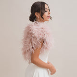 Blush pink ostrich feather bridal bolero - Liberty in Love