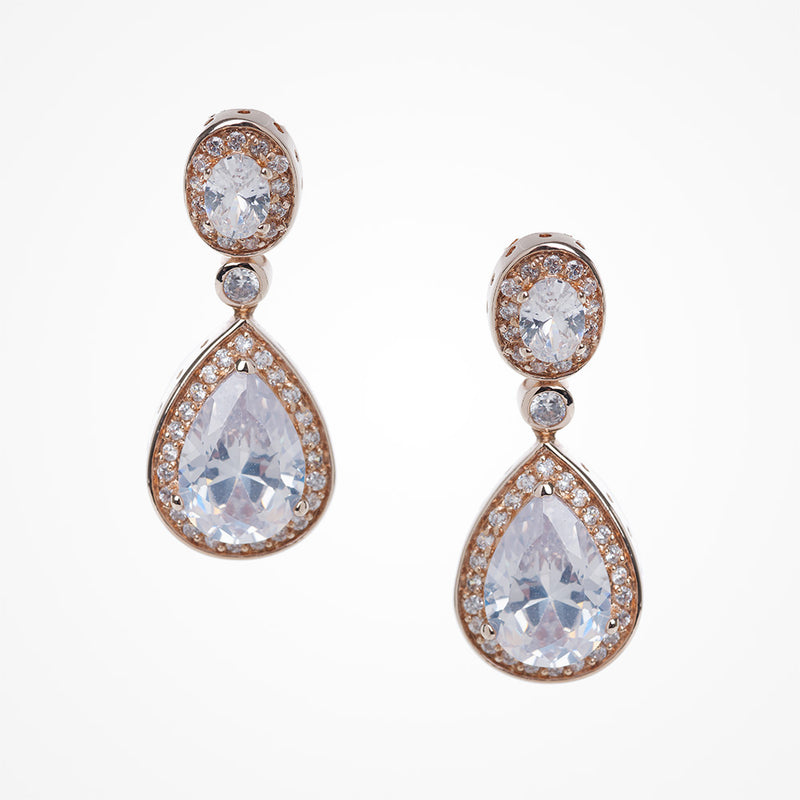Bond street crystal teardrop earrings (rose gold) - Liberty in Love