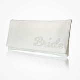 'Bride' glittered letters ivory satin clutch - Liberty in Love
