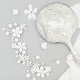 Brooke dainty hand-painted enamel flower crystal hair vine - Liberty in Love