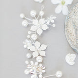 Brooke dainty hand-painted enamel flower crystal hair vine - Liberty in Love