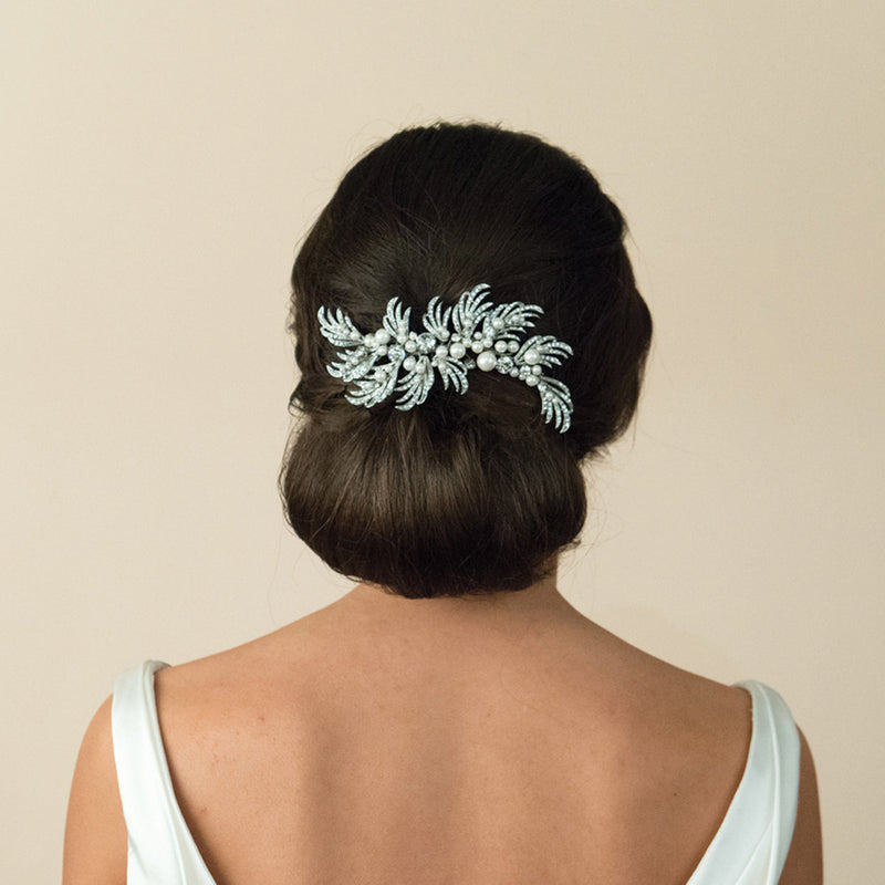 Brooke crystal leaves and pearl blossoms hair comb - Liberty in Love